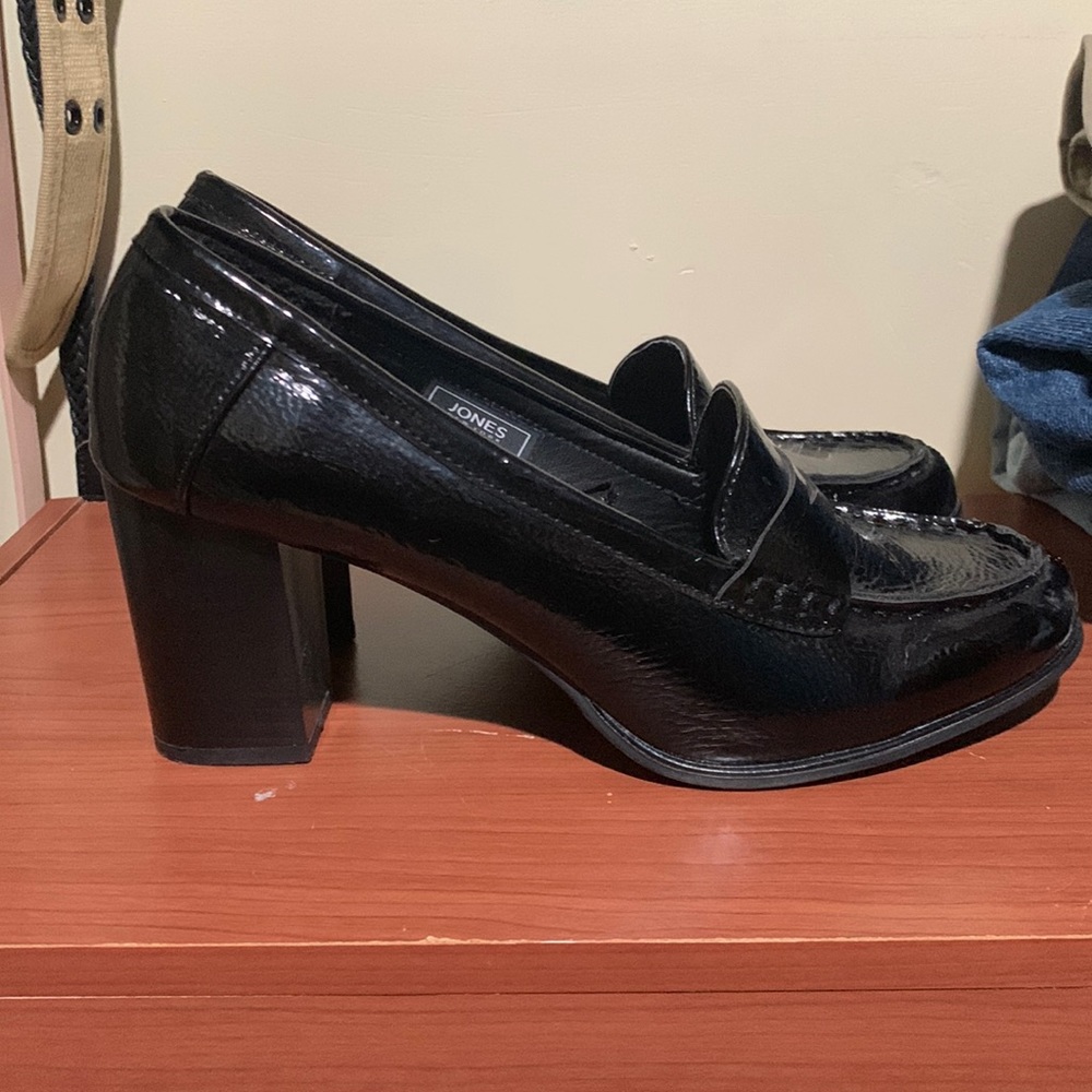 JONES NEW YORK Black Loafers Chunky Heels Size 9